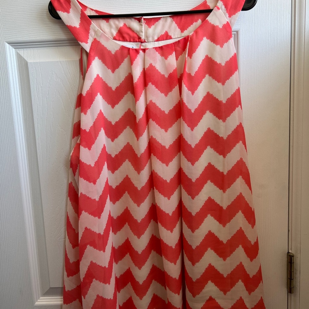 Coral & Creme Chevron Top